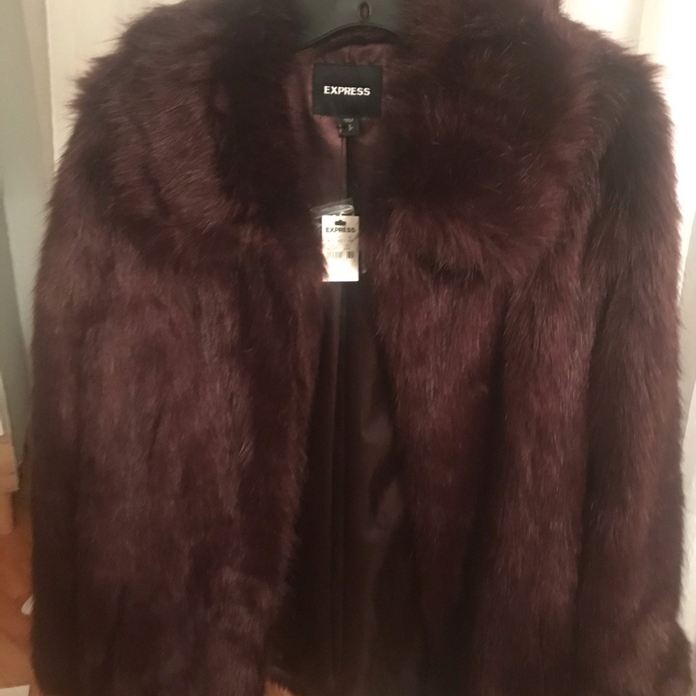 Express faux fur coat size small new with tags